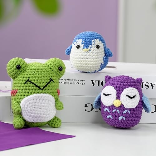 Miniatura 5 de Moxzuueo Kit de ganchillo para principiantes, kit de ganchillo de bricolaje con tutoriales de video paso a paso, paquete de inicio de tejido para