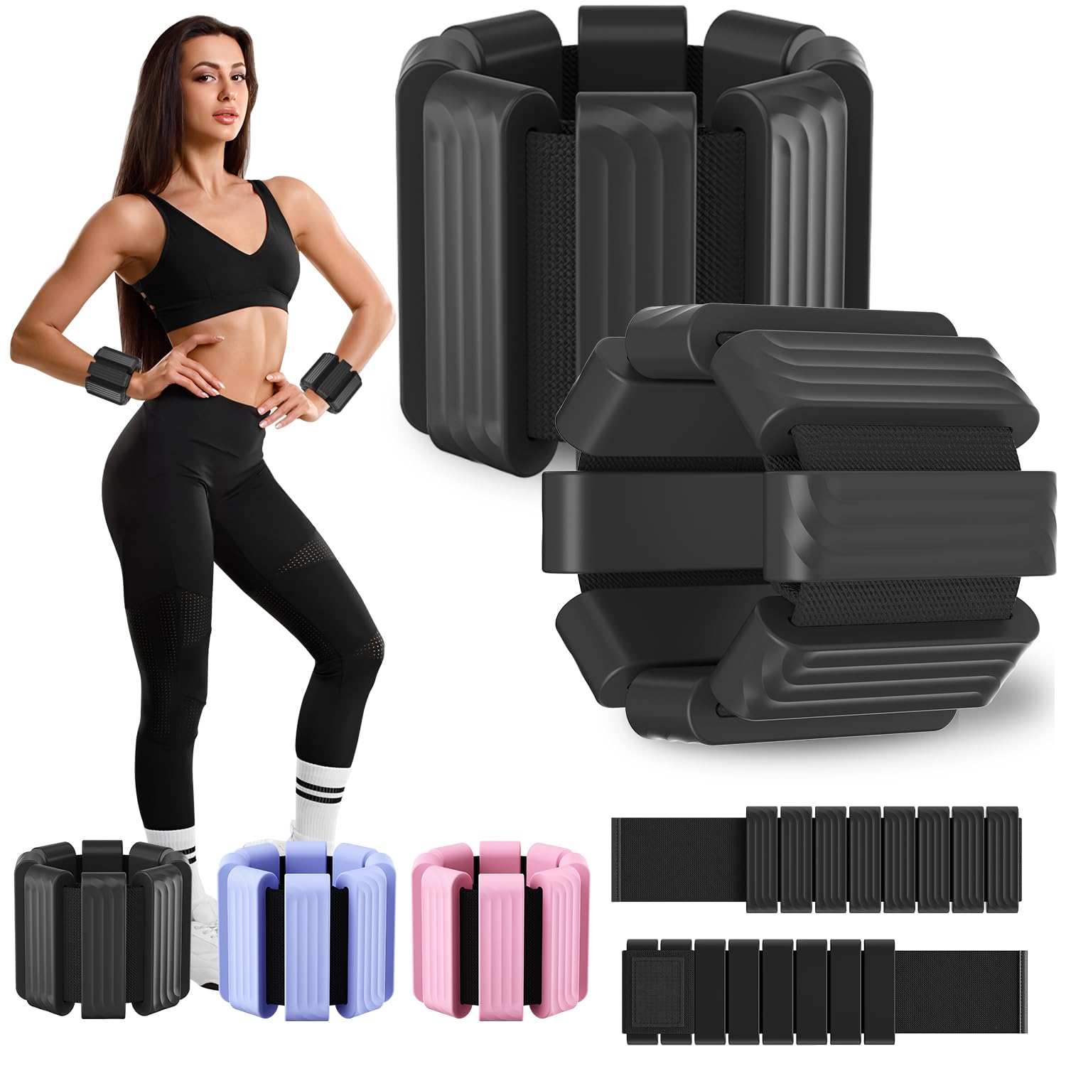 Knöchelgewichte für Frauen Männer, verstellbare Handgelenk Gewichte Set von 2 (1lb je), Tragbare Beingewichte/Armgewichte, Handgelenk & Knöchelgewichte Armband für Yoga, Pilates