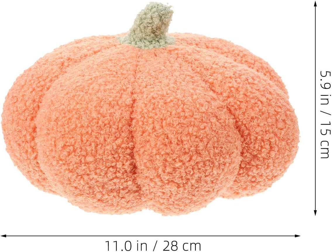 Simulated Pumpkin Pillow Plush 3D Pumpkin Cushion Fall Decorations Stuffed Throw Pillows Toy for Thanksgiving Christmas Halloween Bedroom Sofa Couch Supplies 28cm