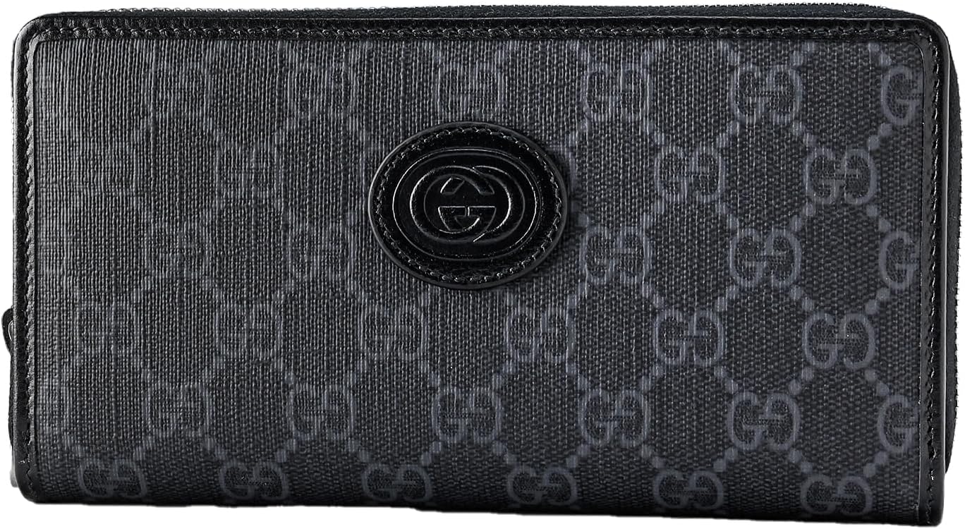 グッチ(GUCCI) レディース プチマーモント ドルレザー ラウンドファスナー長財布 グレー×ブラック 673003 92TCN 1000 [Parallel Import]