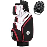 Golf Cart Bag, 14 Way Molded Lock Top Club Bag with Full-Length Dividers, Silence Cart Bags for Men with Handles Ergonomic Padded Strap, Rain Hood