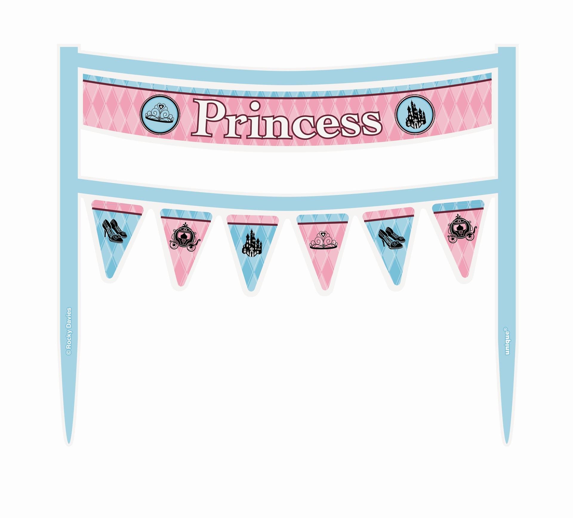 Partido Ênico Fairytale Princesa Cake Topper Bunting