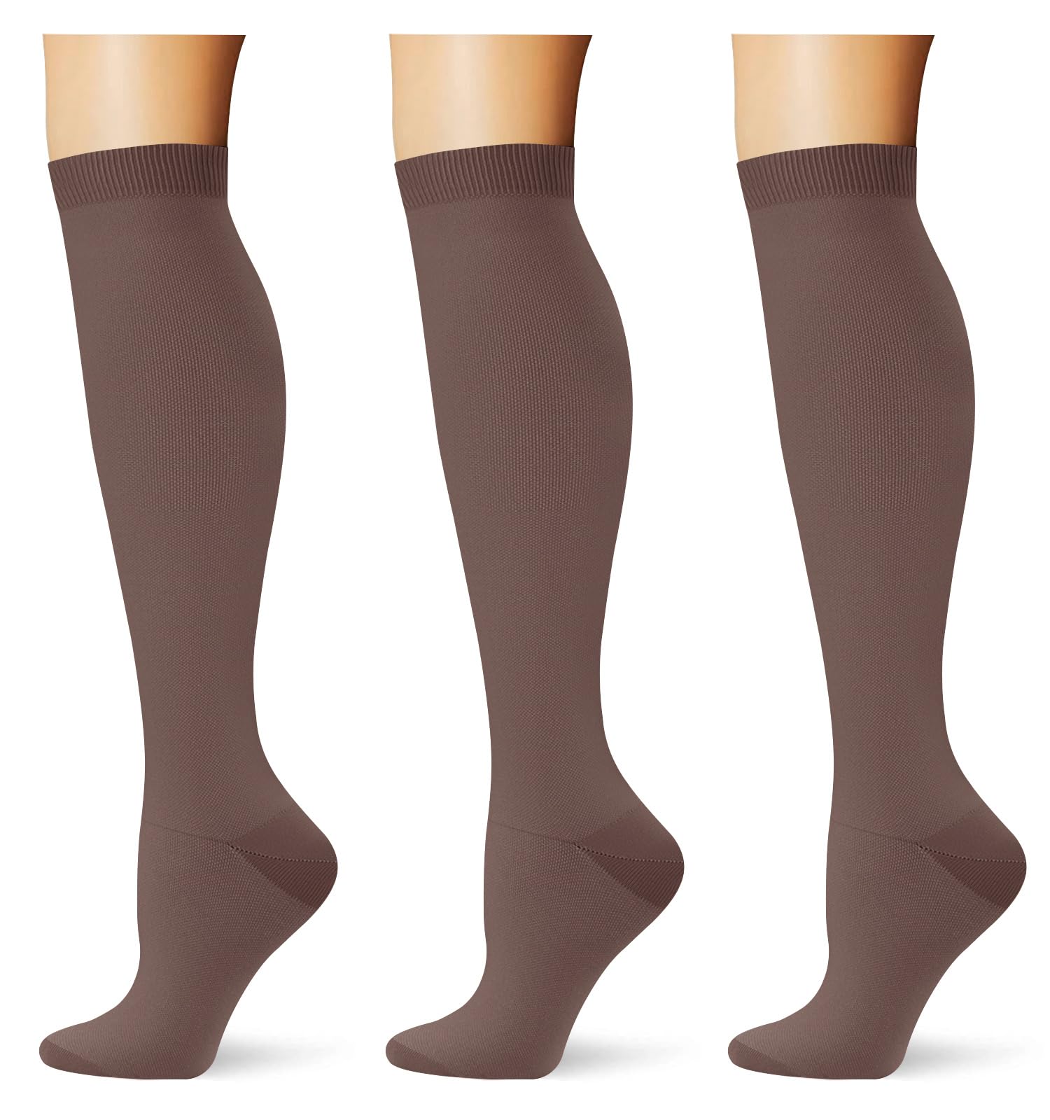 (3 pairs) Compression Socks 20-30 mmHg Long Knee High Socks for Women Men Support Athletic Travel Daily Wear