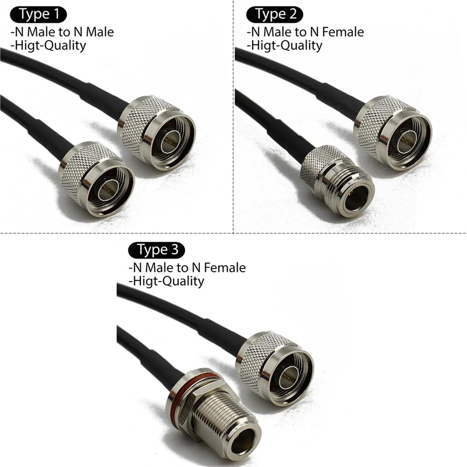 RG58 L16 N Mâle Femelle Prises Prises Prise de tir Câble Coaxial Câbles Coaxiaux Cavalier Sertissage 1 Pcs (Type 4.20CM)