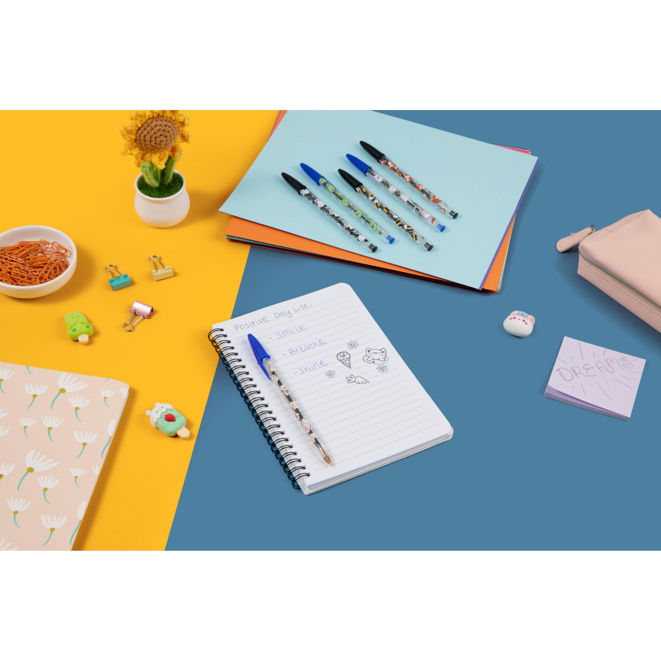 BIC Cristal Decors Kawaii Bolígrafos de Punta Media (1,00 mm), Tinta Azul y Negra - Diseños Kawaii Surtidos, Pack de 8 — view 10