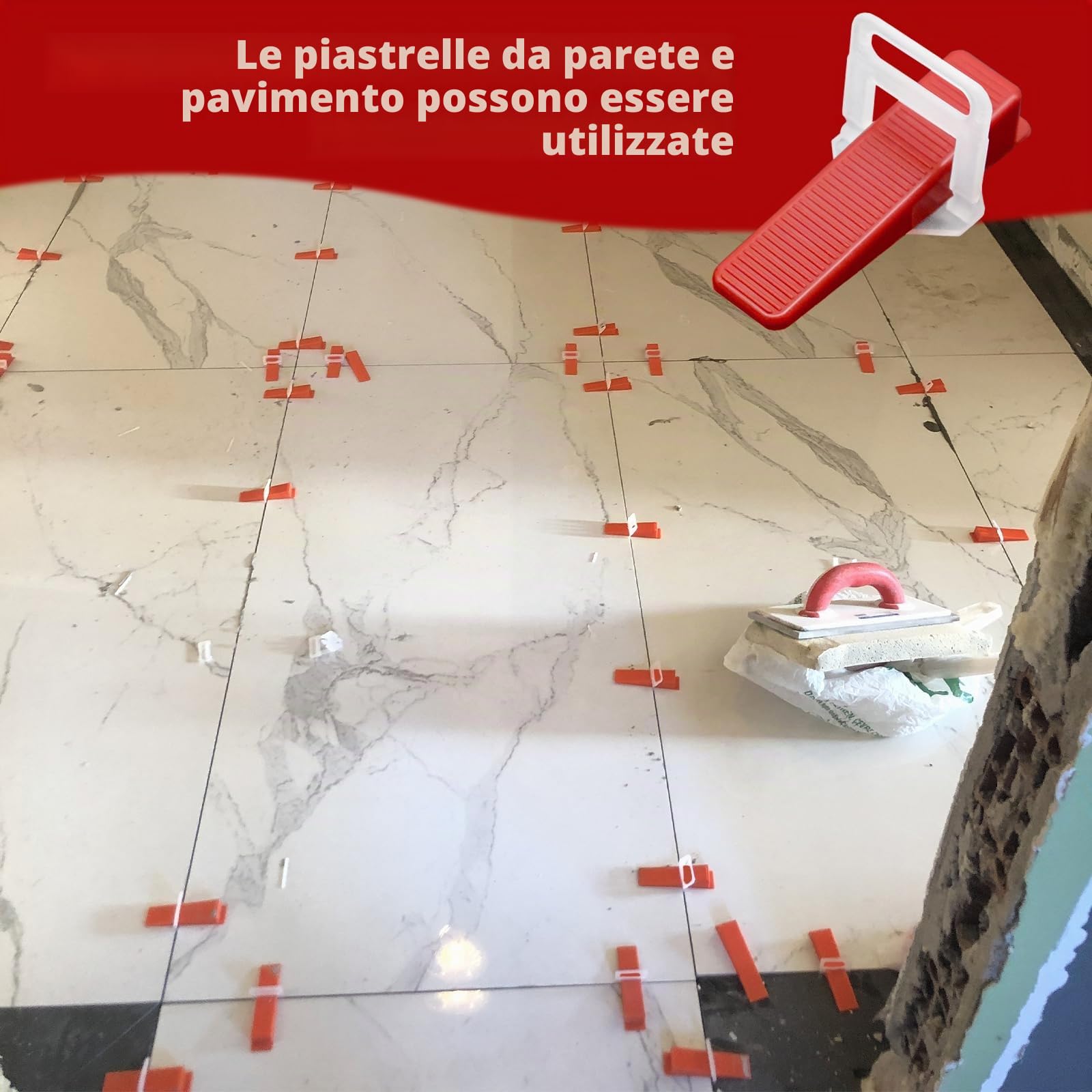 Set di sistema di livellamento per piastrelle da 200 pezzi, con 100 linguette da 3 mm e 100 cunei per piastrelle in plastica, cunei per piastrelle. Dite addio alle piastrelle inclinate. Utensili per