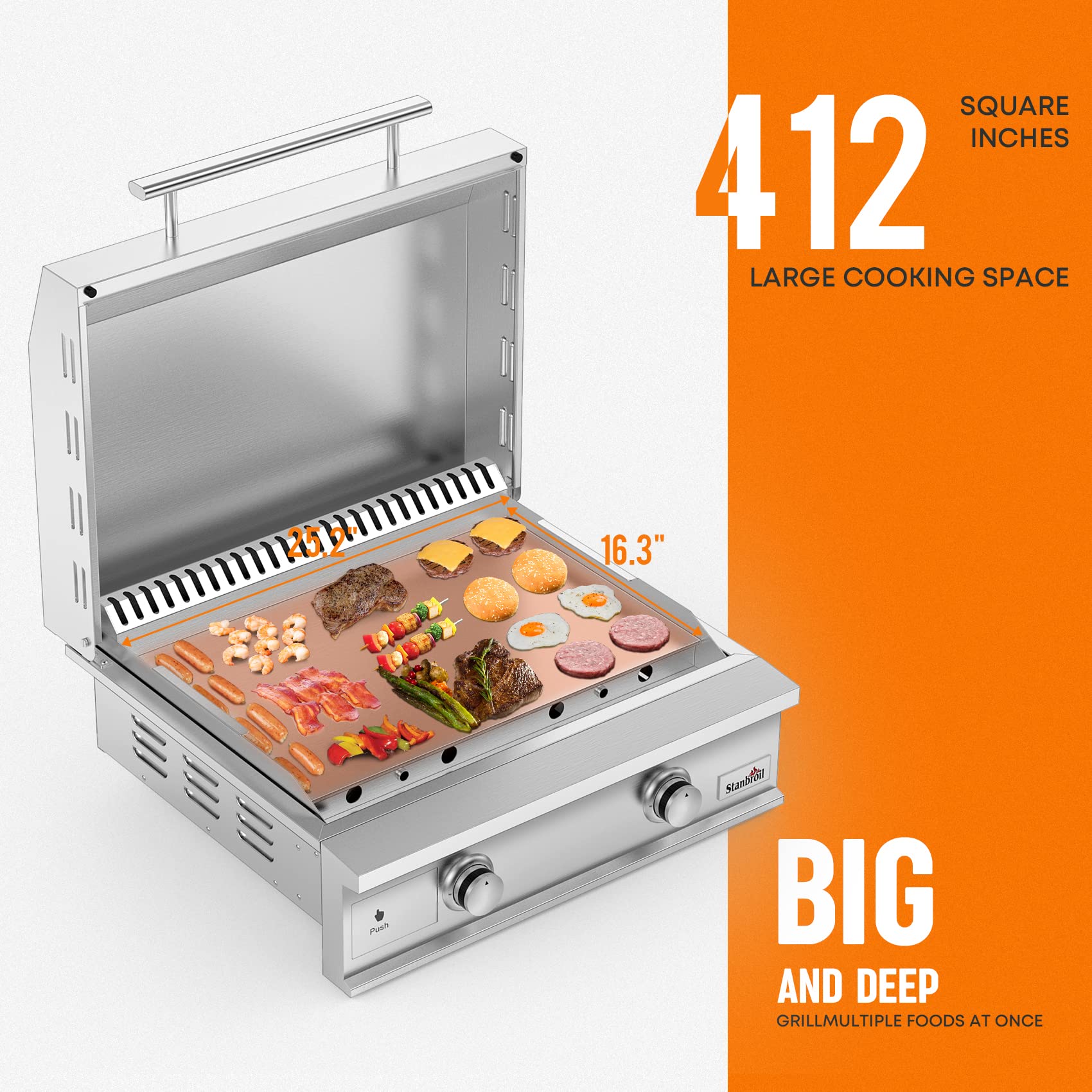 Stanbroil 28Inch Premium BuiltIn Natural Gas Griddle for Outdoor