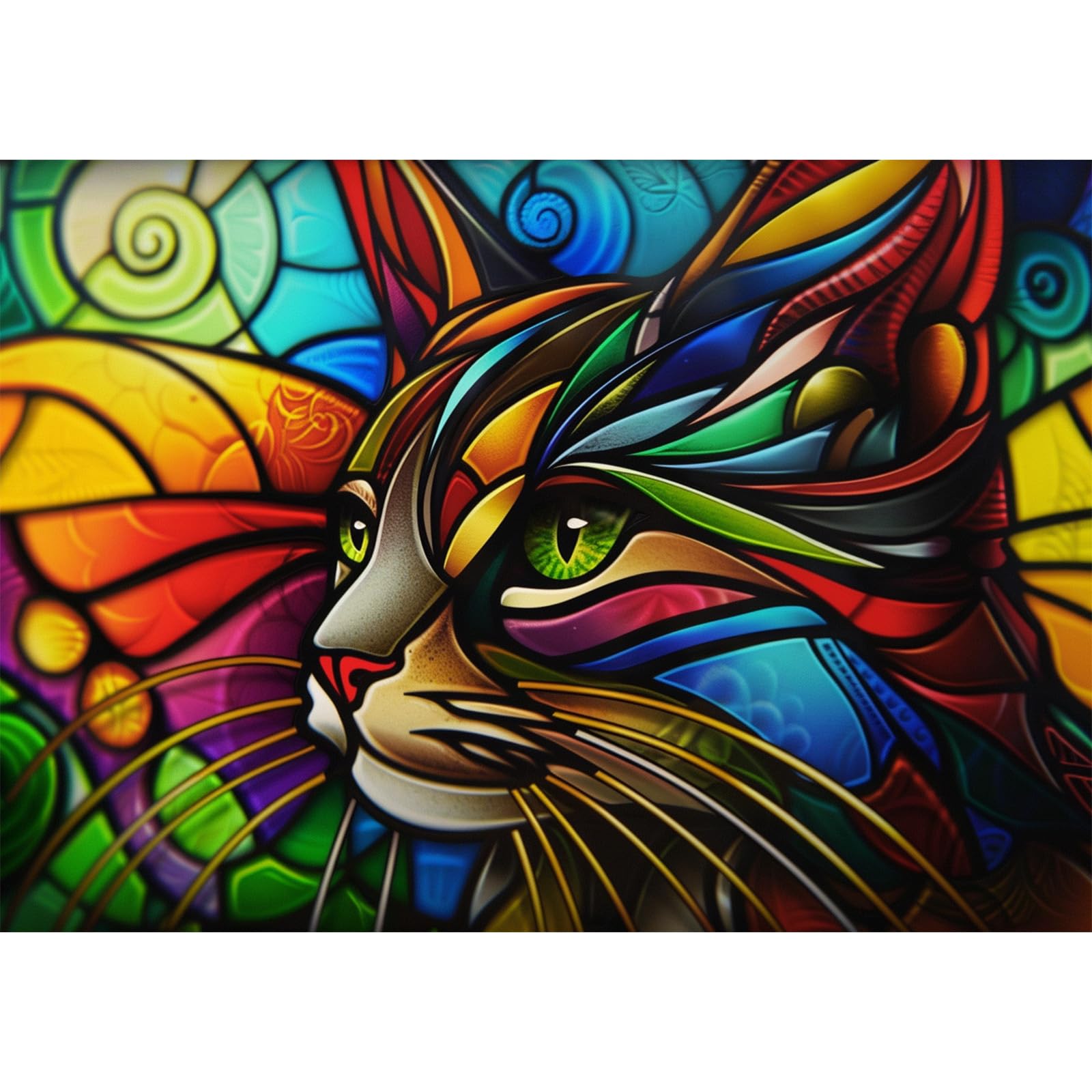 EOBROMD 5D Stained Glass Diamond Painting Kits for Adults, Full Round Drill Cat Diamond Art Kits, Animal Crystal Art Kits for Home Wall Decor Gifts 30x40cm — image 1