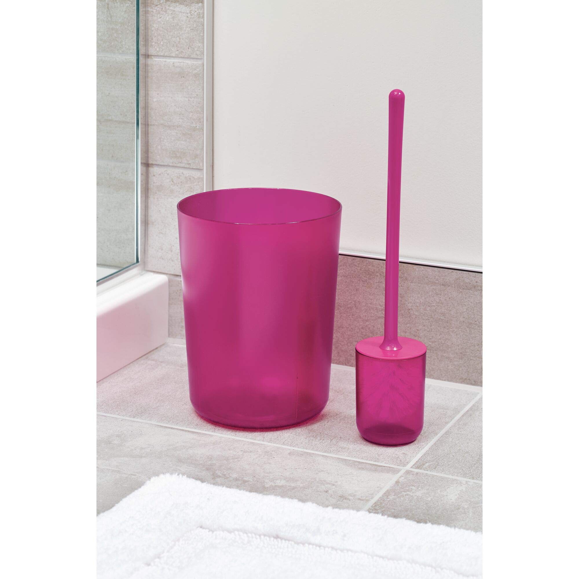 iDesign Round Plastic Trash Can for Bath, Bedroom, Office - The Finn Collection – 7.64" x 10", Magenta: Magenta 7.64" x 10" Pack of 1