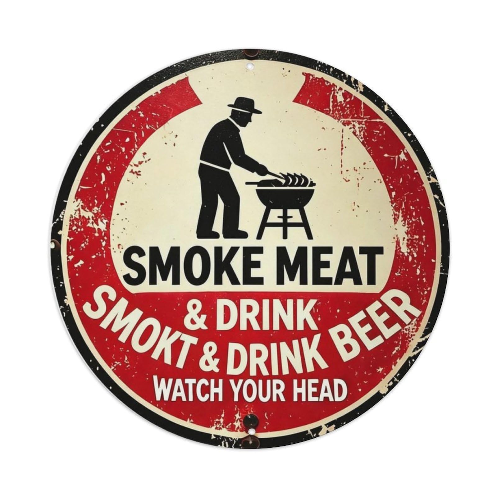 SMOKE MEAT & DRINK BEER Metal Tin Sign Plaque