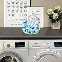 Vista 3 de ELLDOO Tarro de almacenamiento de plástico transparente inclinado con tapa, contenedor de cápsulas de lavandería de boca ancha de 80 onzas, soporte