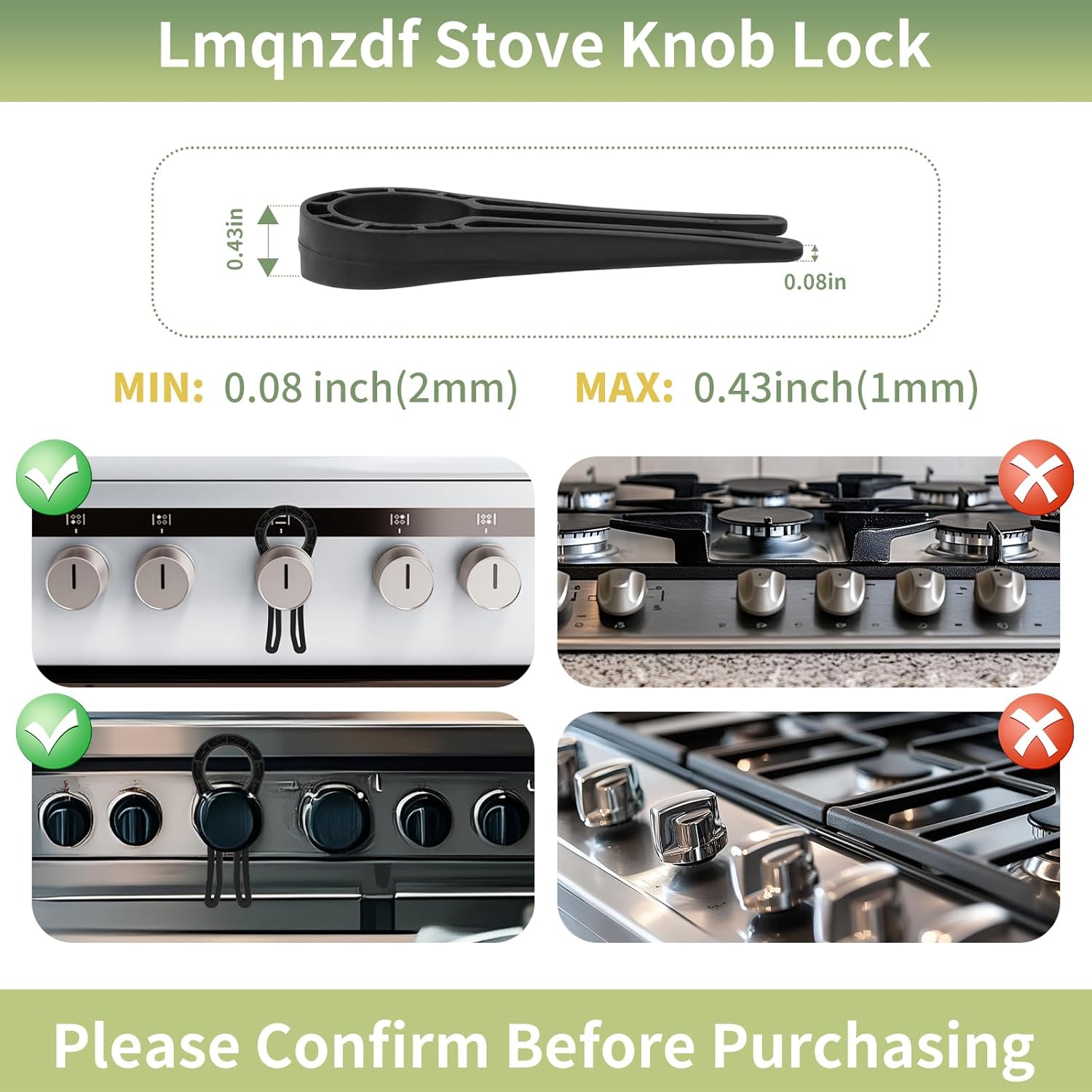 Lmqnzdf Baby Proof Stove Knob Locks, 10 Pack Gas Stove Knob Covers, Heat-Resistant Child Safety Oven Knob Lock for Kitchen, Prevent Kids & Pets from Turning On, No Adhesive, Black