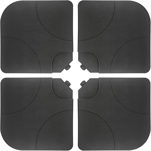 T&Jero Base de plástico resistente de 4 piezas para patio al aire libre, sombrilla voladiza, 240 libras con relleno de agua y arena, color negro
