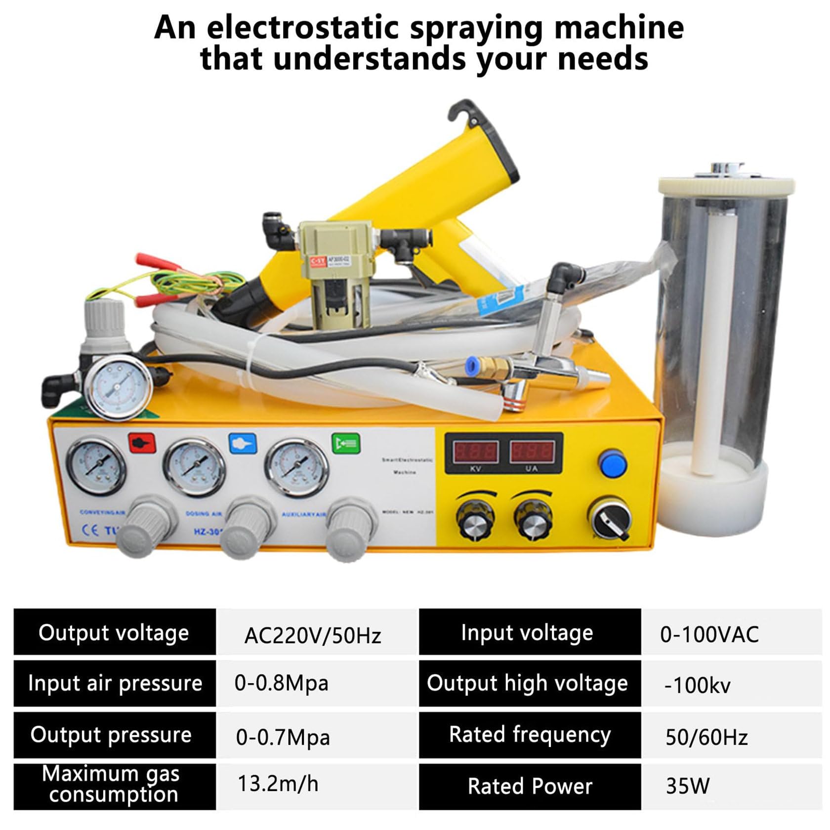 Set di Macchine a spruzzo elettrostatiche, Macchina per verniciatura a Polvere da 50 KV con Pistola a spruzzo, Strumento a spruzzo per Macchina per verniciatura a Polvere con Display