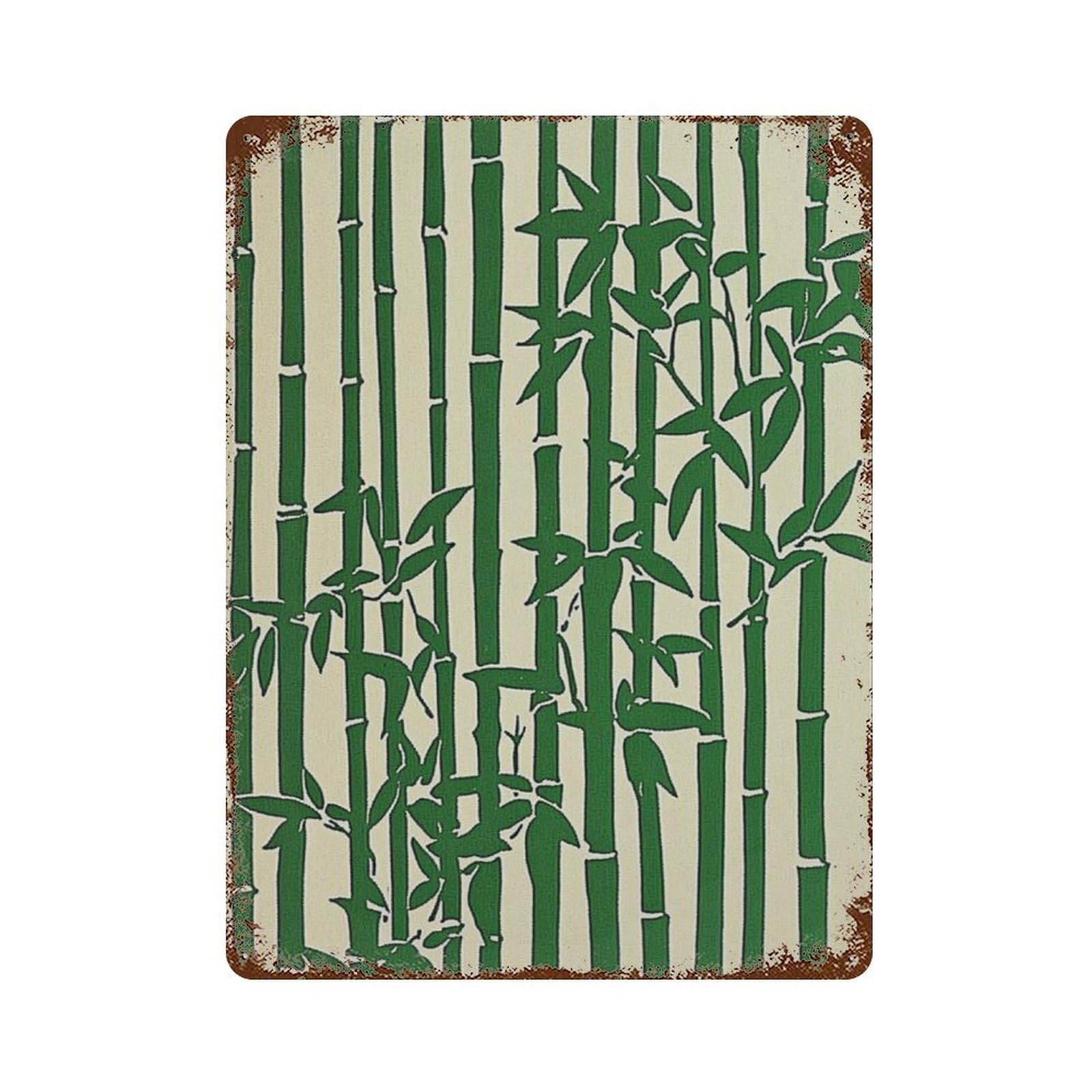 xiaoxiaoshen Bamboo Japanese Minimalist Nature Zen Botanical Green Neutral Home Wall Decor Art Metal Tin Poster Modern Home Decor Art Home Bar Shop Decorations Vintage Sign 40x30cm