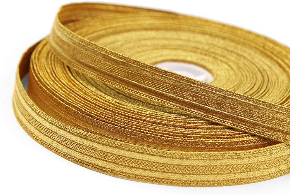 27 Yard Roll of NORTH 5/8" Wide Double Stripe Military Bullion Braid Trim, Yellow Gold