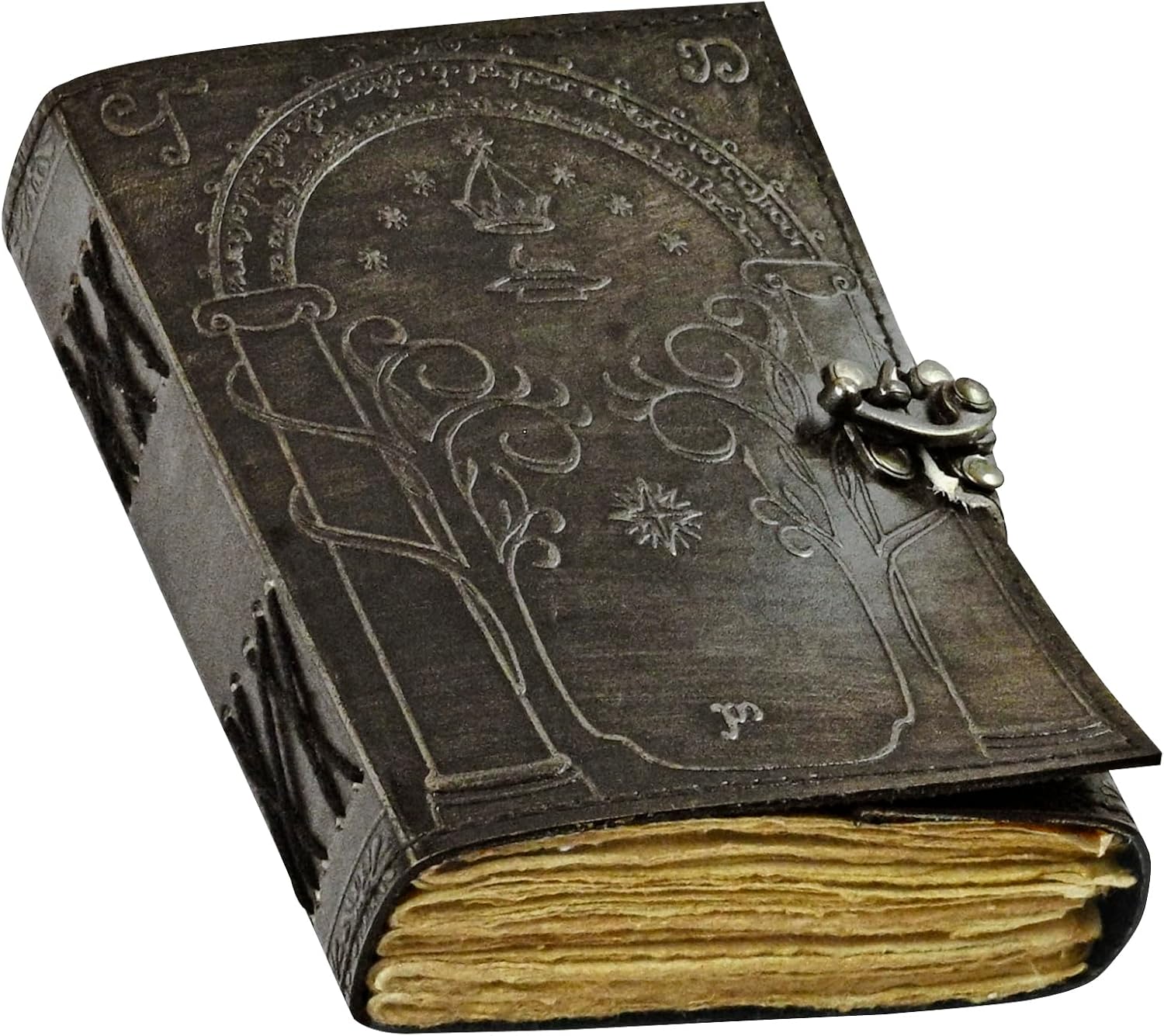 Doors of Durin Tolkien Lord of the Ring Embossed Leather Journal , Book Hobbit Jrr tolkien books lord of the rings Book of Shadows Notebook Grimoire Witchcraft Supplies Merchandise Bookends Gift For Men and Women 7x5 In (Charcoal)