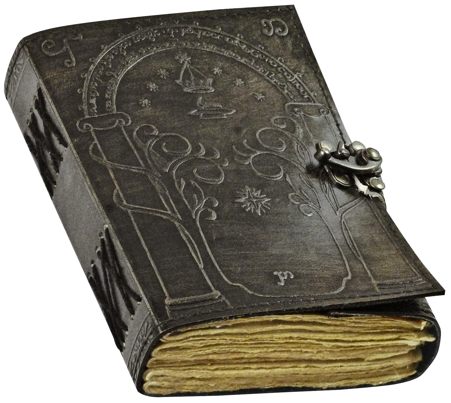 Doors of Durin Tolkien Władca Pierścienia Tłoczony Skórzany Dziennik, Książka Hobbit Jrr tolkien książki Władca Pierścieni Książka Cieni Notatnik Grimoire Magia Materiały Towar Podpórki do książek