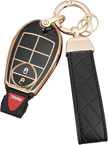 AIOEUOIA Funda para llavero Dodge con llavero de cuero apto para Chrysler Town y Country Dodge Grand Caravan