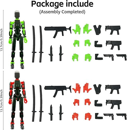 Miniatura 6 de Juego de figuras de acción T13 (montaje completado), 3D impresas multiarticuladas, figuras de acción Titan 13, robot móvil de la suerte