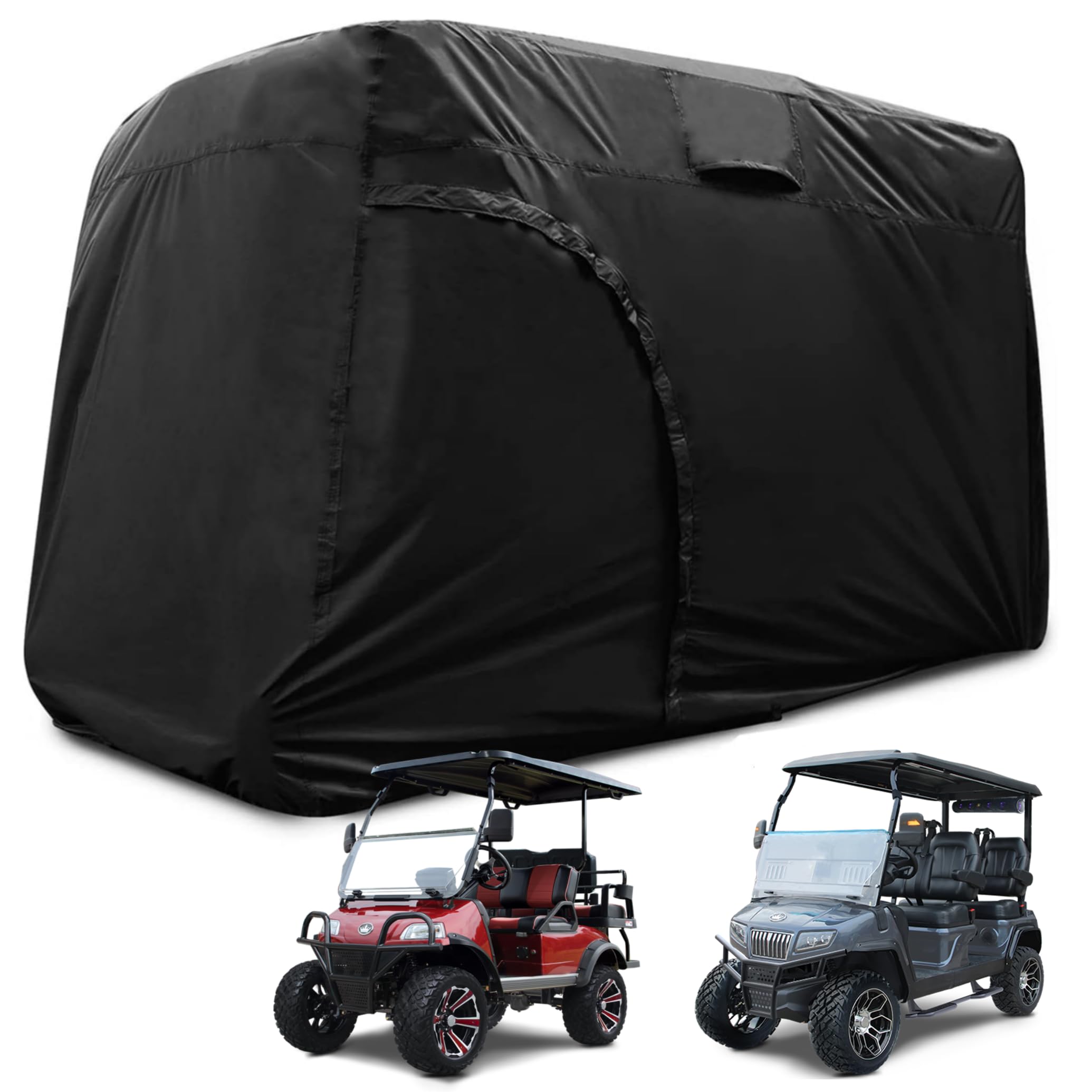 Golf Cart Cover 2/4/6 Passenger, 156"/144"/138"/125"/114"/95" Waterproof Golf Club Car Rain Covers 2/4 Passenger, Outdoor EZGO Yamaha Protective Golf Cart Covers, Golf Cart Enclosure Accessories