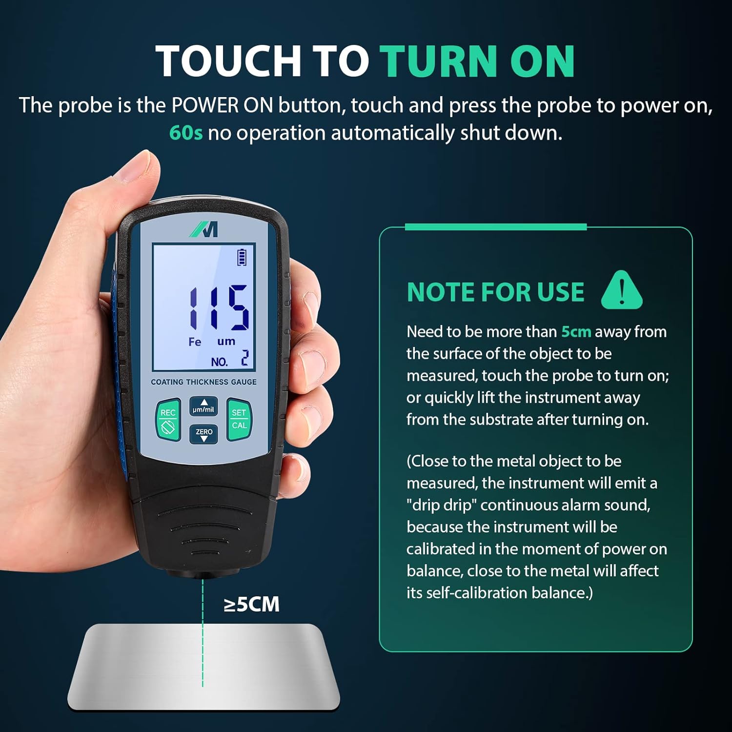 Paint Thickness Gauge Coating Thickness Gauge Paint Depth Gauge for Cars Automotive Used Car Buyers, Paint Meter with Automatic Fe/NFe, μm/Mils Unit, Range 0~1700μm