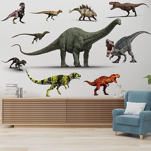 Calcomanías de pared de dinosaurio de gran tamaño, autoadhesivas, de dinosaurio, seguras y resistentes al agua para niños, adultos, dormitorio, sala