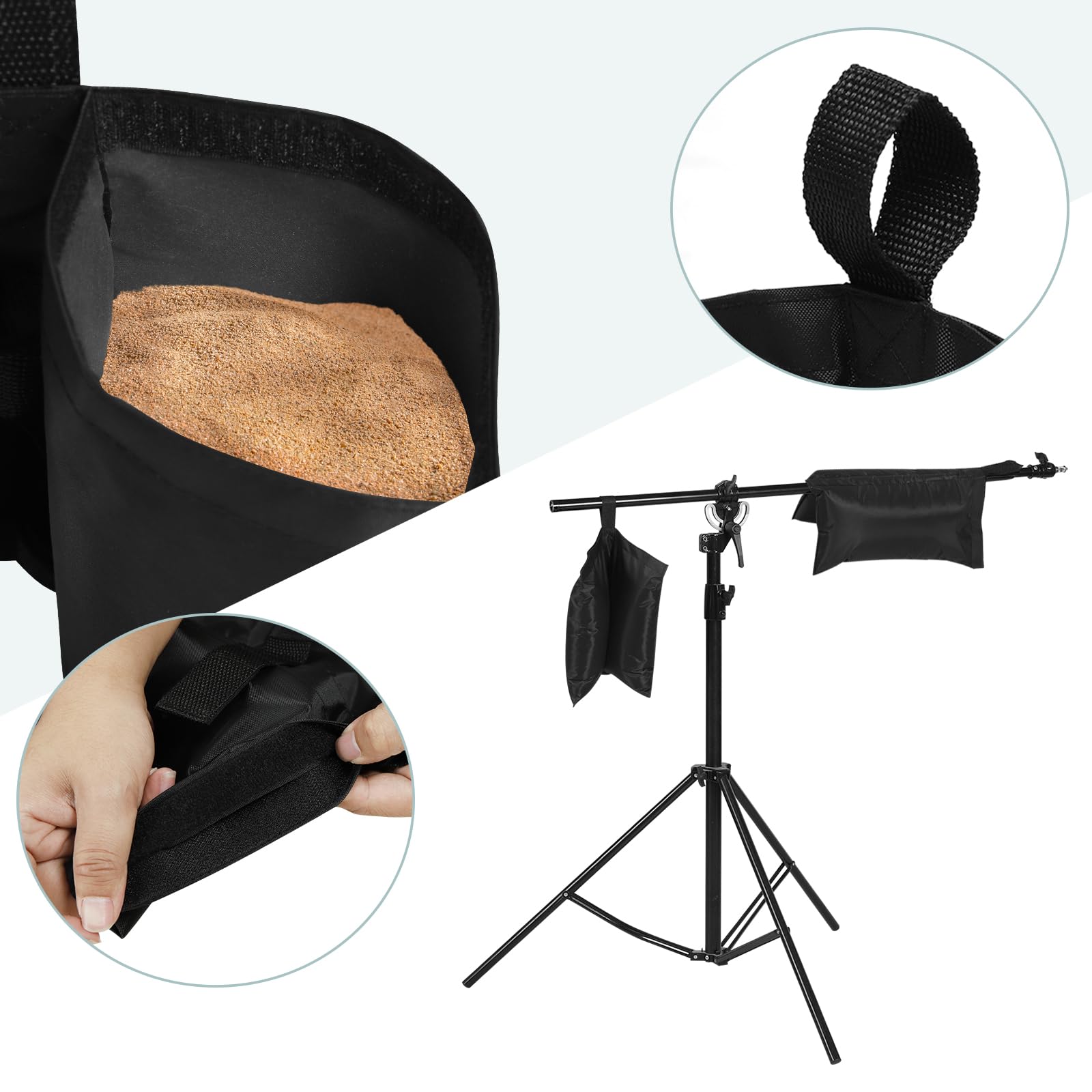 WOLTU Sacs de Sable Lot de 4, Sacs de Poids pour Tonnelle, pour Tente, Parasol, Charge Maximale 7 kg, Noir