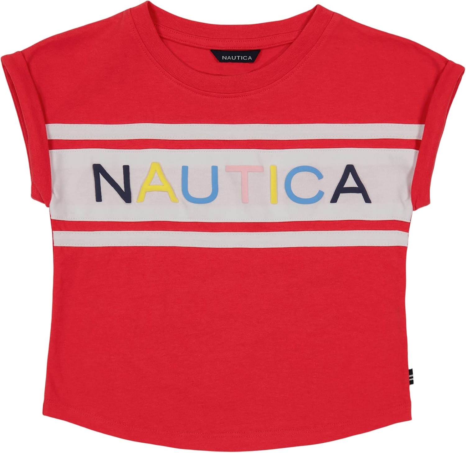 Nautica Girls' Short Sleeve Graphic Logo T-Shirt, Everyday Casual Wear, Soft & Comfortable Fit