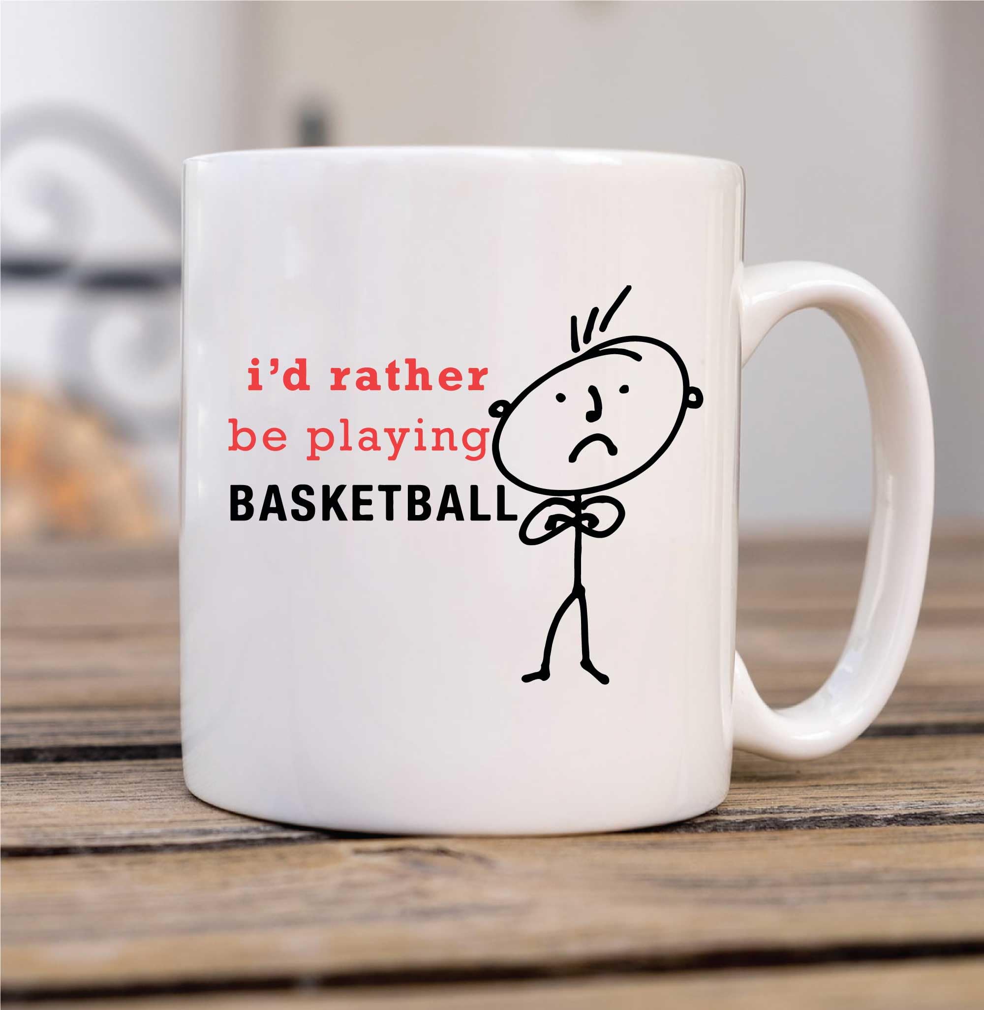 I'd Rather Be Basketball Mug - Novelty Mug - White - 10oz
