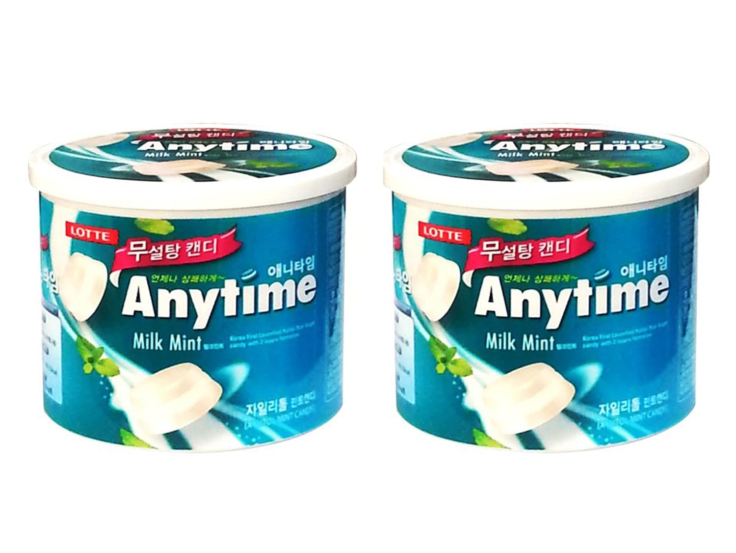 Lotte Sugar Free Xylitol Anytime Hard Candy Milk Mint Flavor (100g, 2 Packs