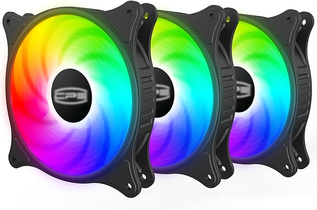 CP3 Case Fans 120mm 3-Pin Fixed Color High Performance PC Fans Low Noise LED Case Fan with Hydraulic Bearing for Gaming Computer Case (3 Pack)