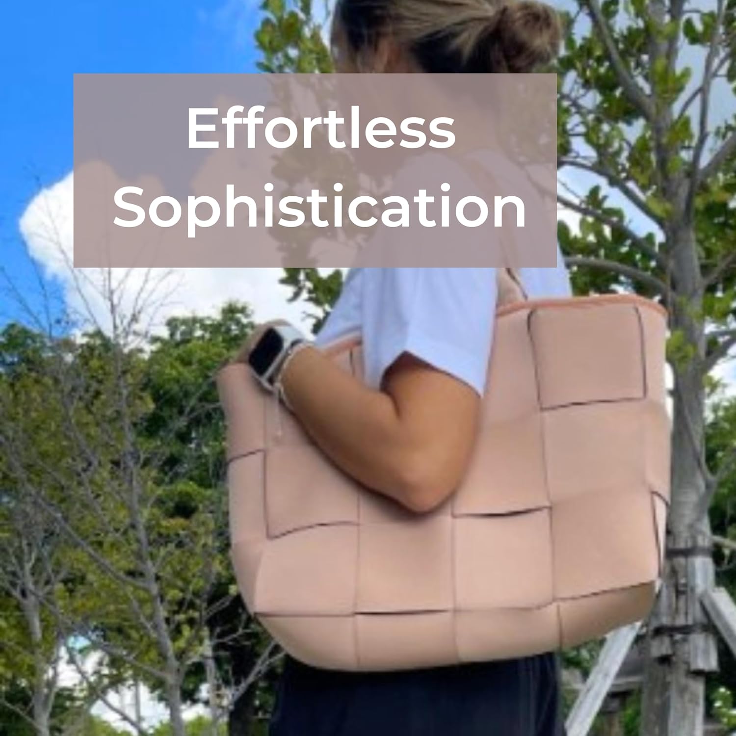 POPUPS Interwoven Large Neoprene Foldable Tote Bag, Weekender Bag for Women - Travel Crossbody Purse - Image 9