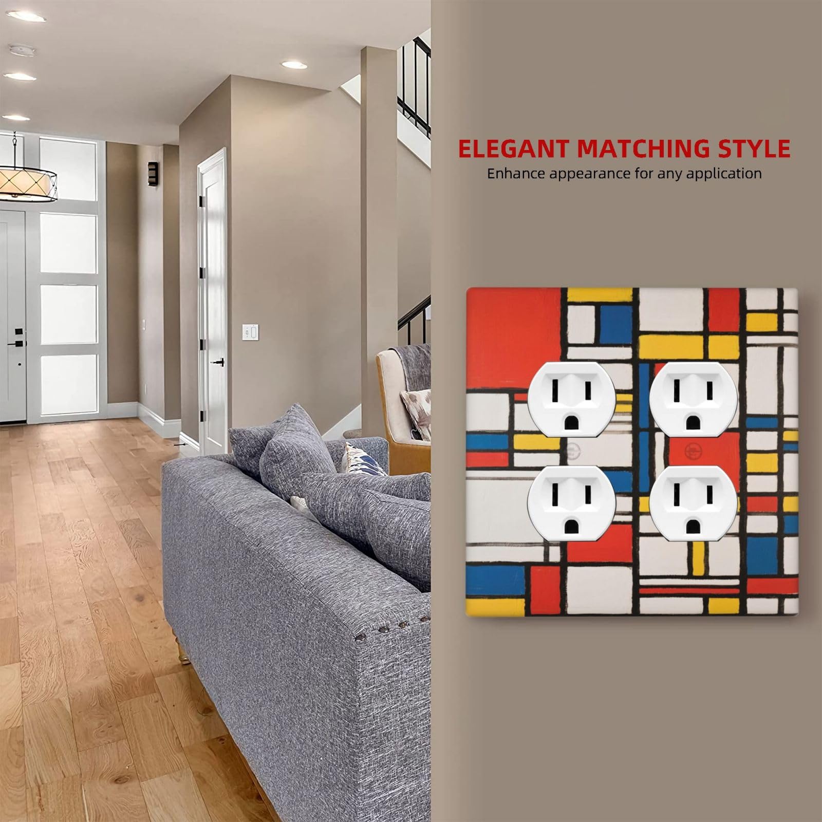 Geometric Outlet Covers - Mondrian Style Art -7