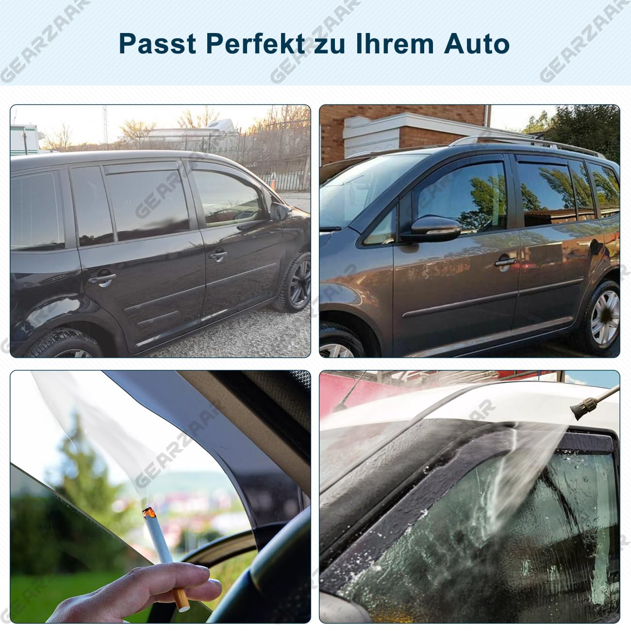 4 Stück Windabweiser Regenabweiser Kompatibel mit VW für Touran 2003-2015 5-Türer – Seitenfenster Blendschutz Lüftungsschutz Auto Zubehör Vorne, Mit Innenschnalle，Aerodynamisch