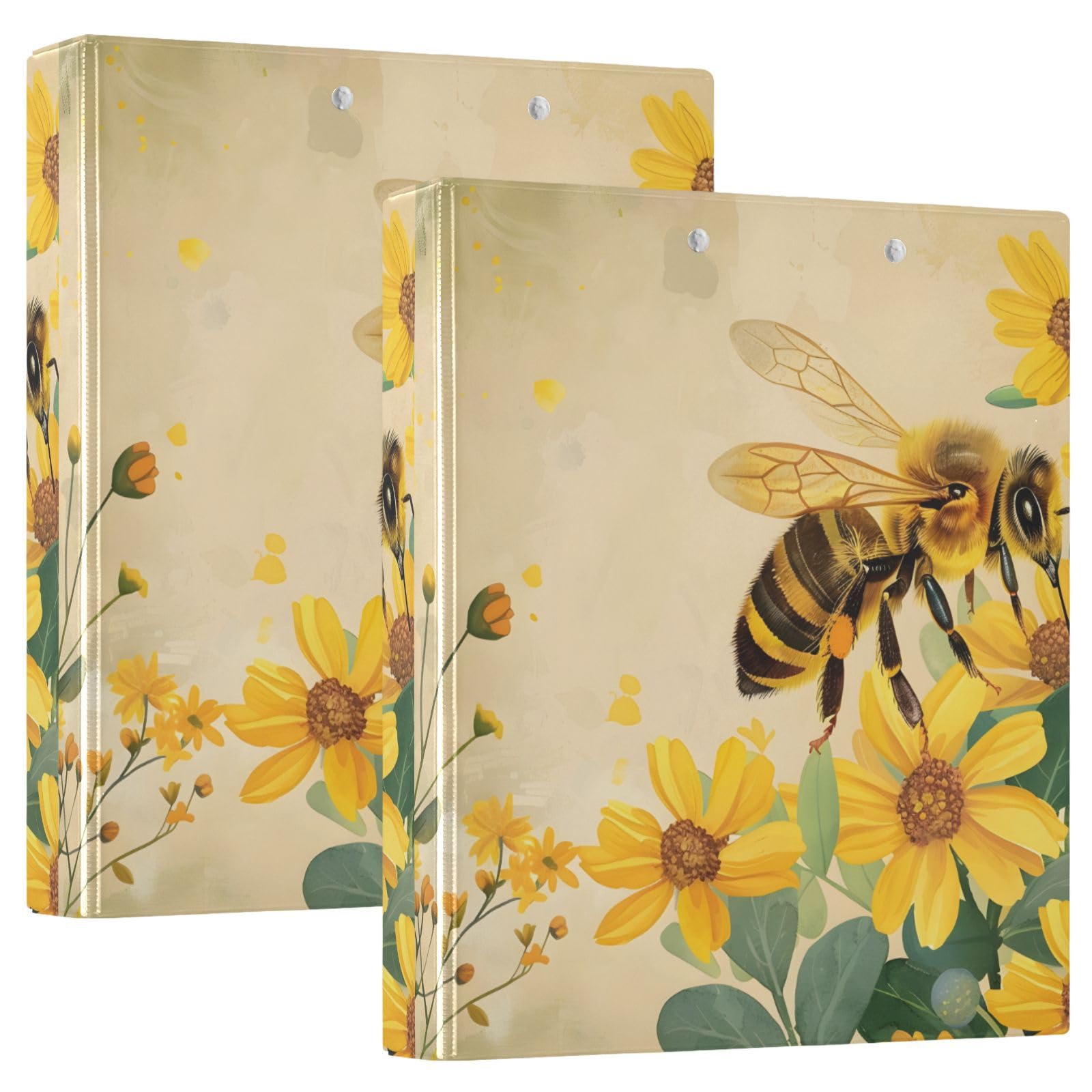 3 Ring Binder, Vintage Flower Honey Bee File Folder Holds 200 Sheets File Storage for Women Men School Office Supplie - Image 3