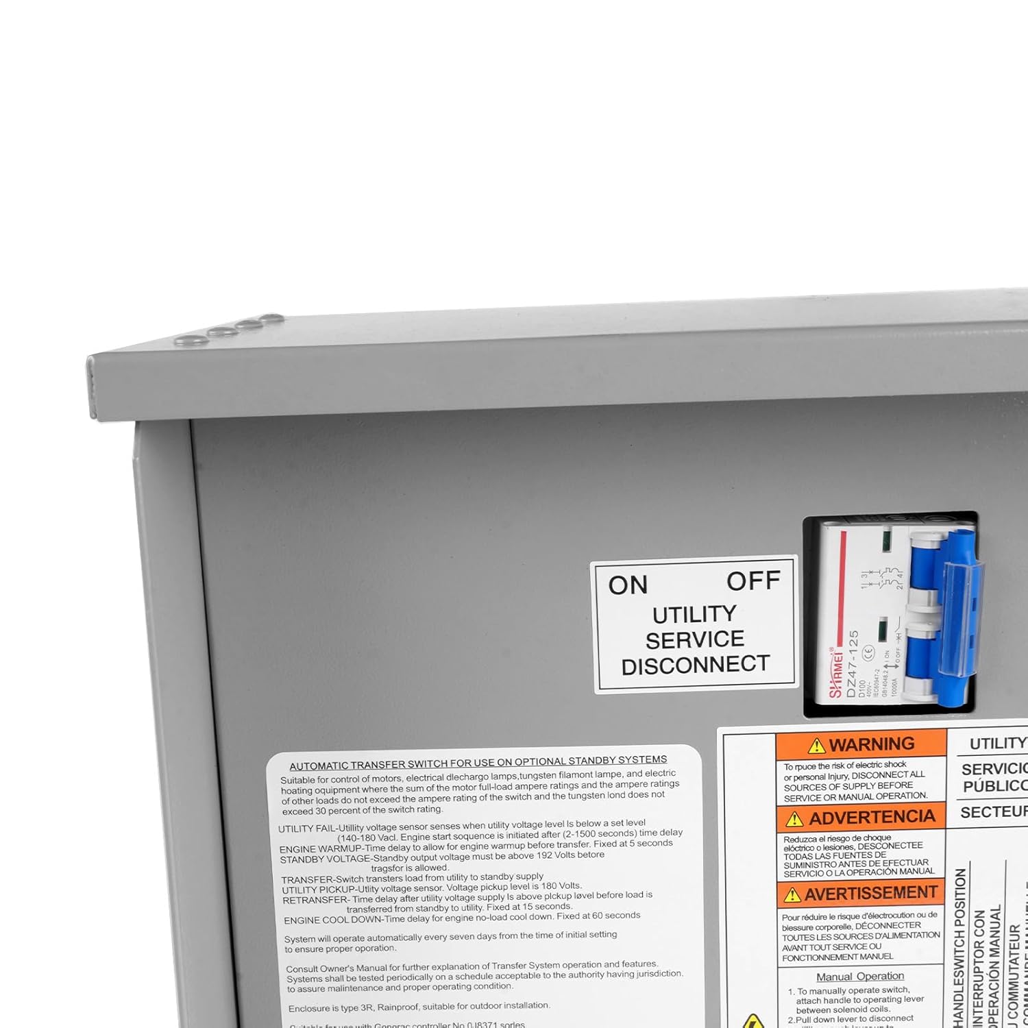 100 Amp Automatic Transfer Switch Replacement for Generac RXSW100A3 Single Phase Generator, w/Power Management, NEMA 3R Aluminum Enclosure
