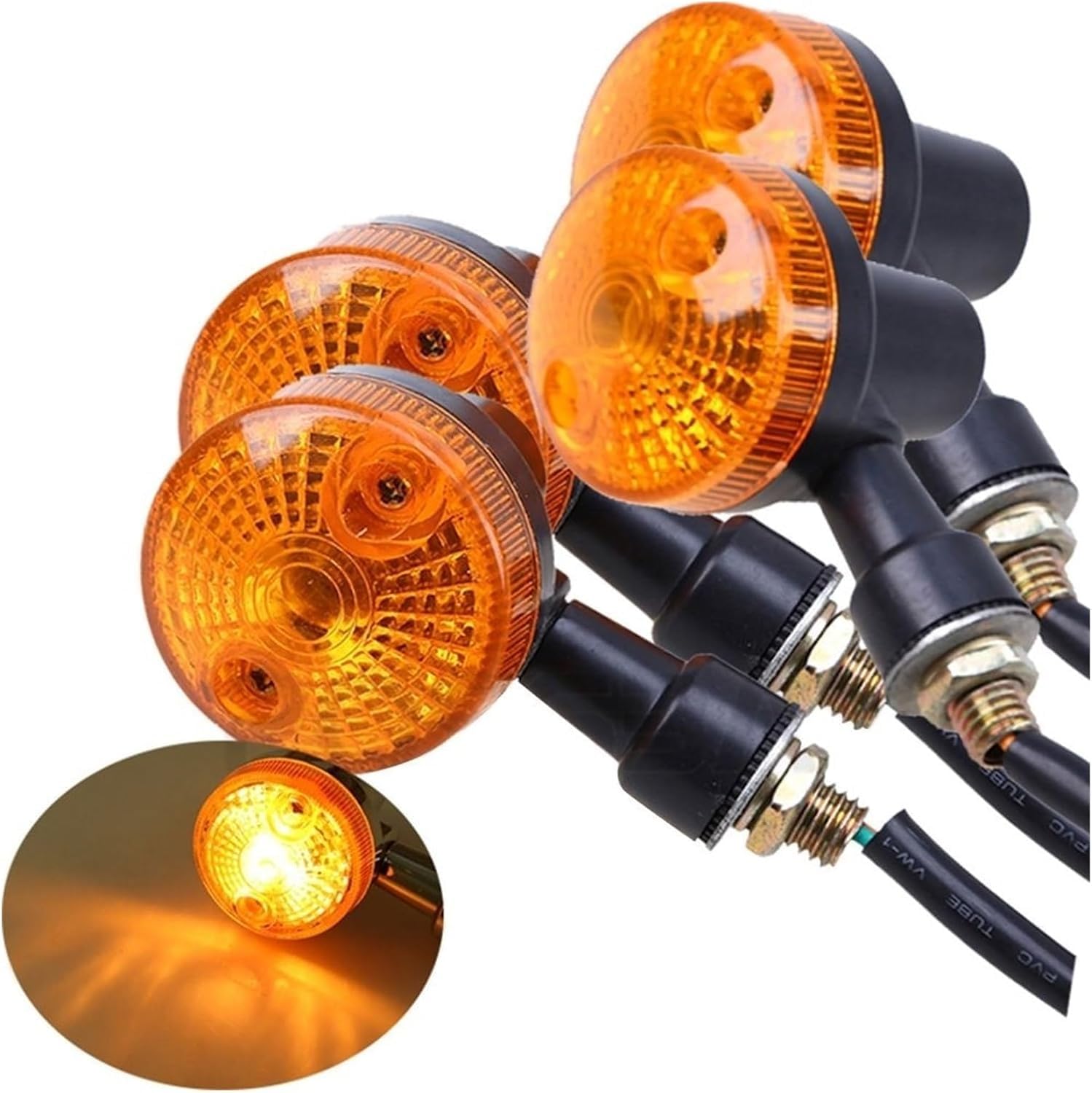 Generic Mini uniwersalne wskaźniki Dla Kawasaki Dla Suzuki Dla Honda Lampa kierunkowskazów 2 szt. Lampa kierunkowskazów motocyklowych Bursztynowe migacze