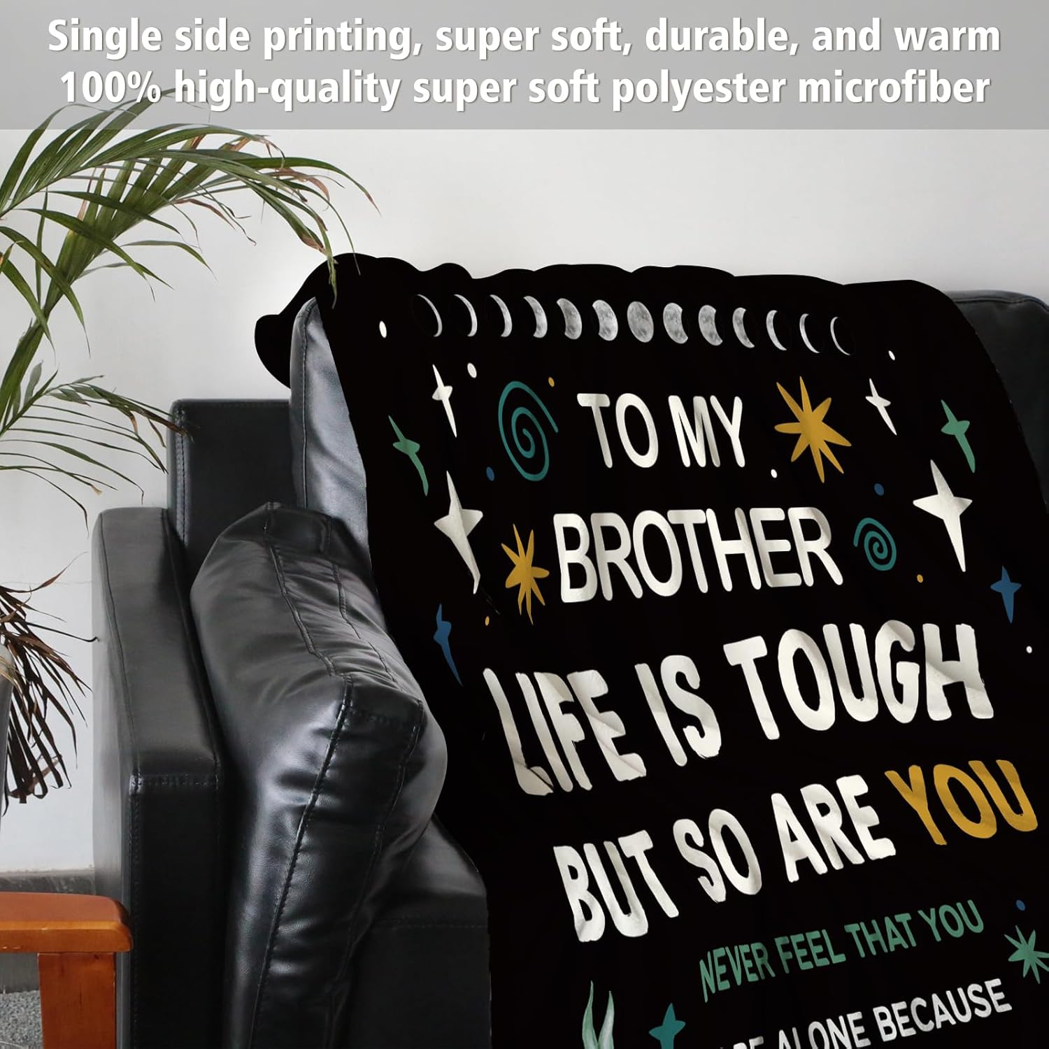 Niyewsor Brother Gifts from Sister, to My Brother Blanket, Birthday Gifts for Brothers Adult, Fathers Day, Graduation, Get Well Gift for Brothers, Soft Flannel Throw Blanket, 60"x50" - Image 5