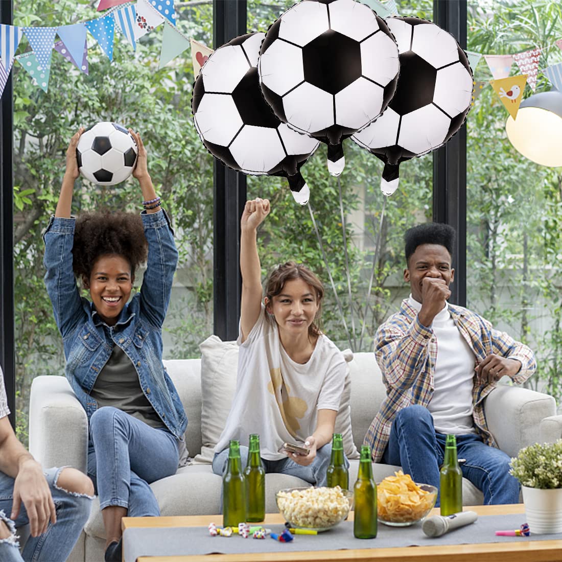 Globos de Fútbol, 12 Piezas Globos de Aluminio Fútbol, Decoraciones para Fiesta de Futbol, Suministros de Fiesta Deportiva para Cumpleaños Deportes Copa Mundial — view 7