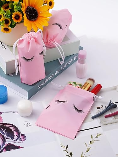 Miniatura 2 de Rohuis 50 bolsas de pestañas para clientes  Bolsas de muestras de champú cosmético con cordón para mujeres y niñas, suministros para pequeñas