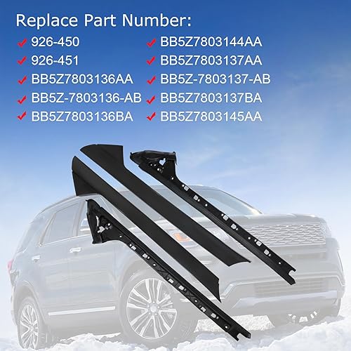 Miniatura 3 de A-Pillar Kit de moldura exterior e interior de repuesto para Ford Explorer 2011-2019 4 puertas (izquierda y derecha) Reemplaza 926-451 926-450