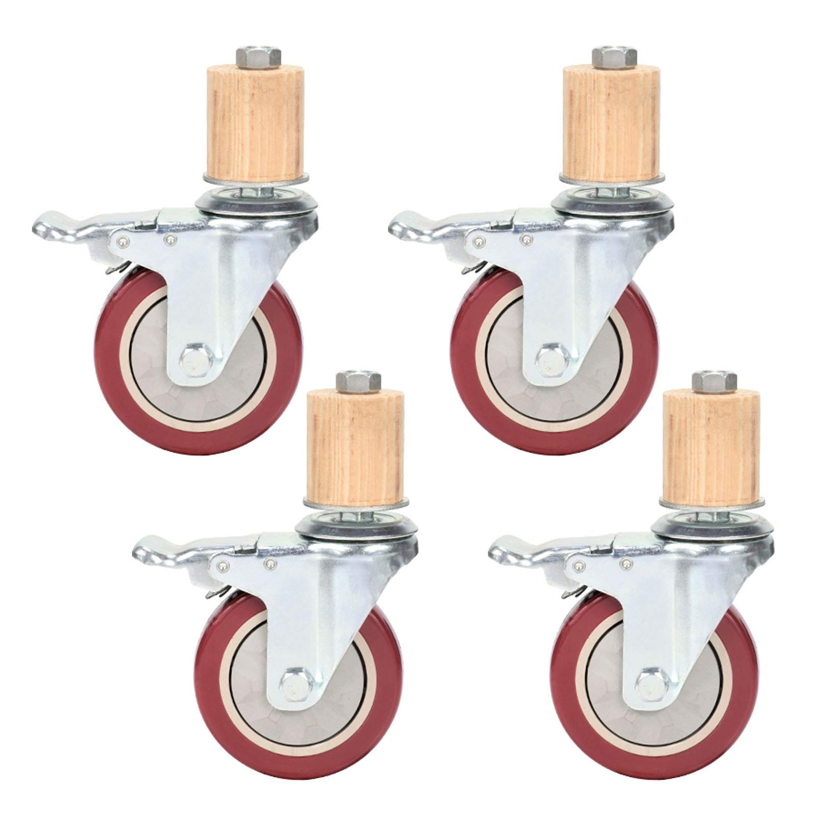 4Stk Mini Möbelrollen Lenkrollen Schraubmontage für Wagen | Lenkrollen Mini Möbelrollen, Schraubmontage Small Furniture Rollers for Cabinet Drawer Storage Bins, Belastbar, mit Bremse