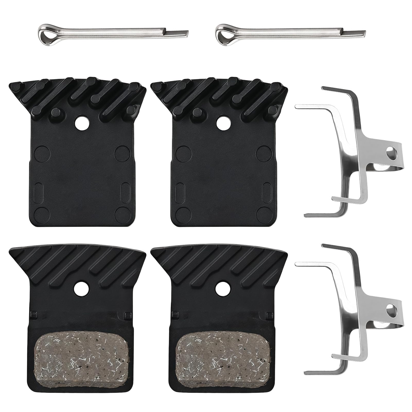 JOVIA 2PCS Mountain Bike Brake Pads Heatsink Organic Resin Compound Compatible with SHIMANO 105 GRX SLX XTR DEORE XT DURA-ACE ULTEGRA TIAGRA METREA MTB Road Bike Disc Brake Pad Replacement