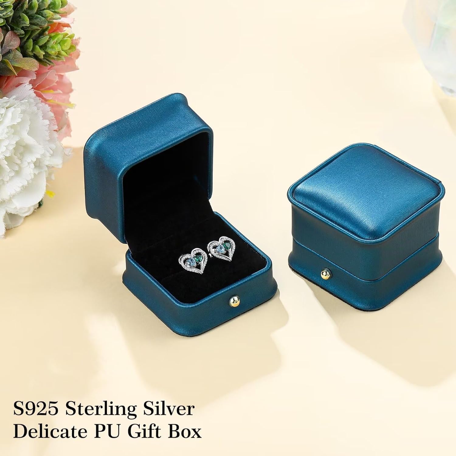 Iefil Heart Earrings for Women - 925 Sterling Silver Birthstone Earrings, Anniversary Birthday Gifts for Women Wife Girlfriend Mom - Image 5