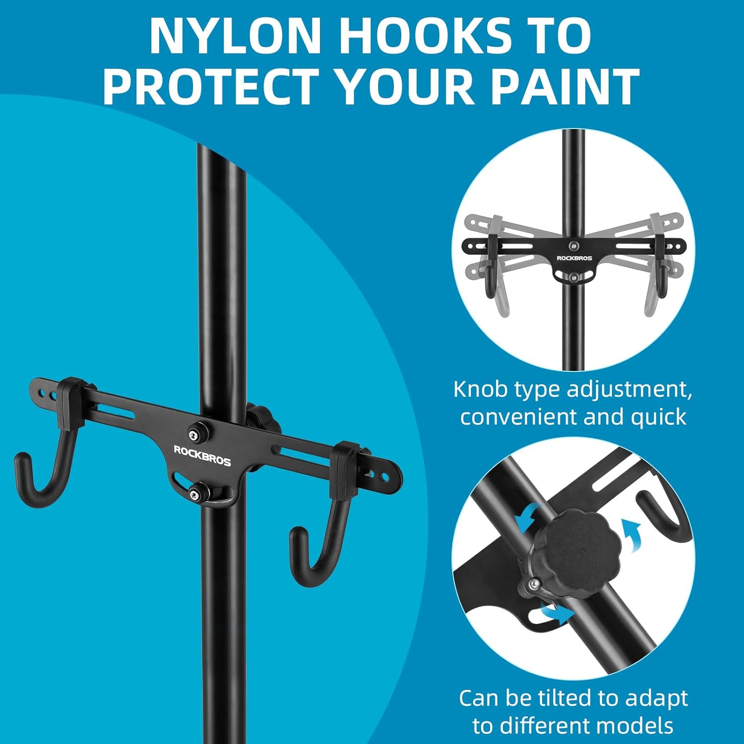 ROCKBROS 2 Bicycle Storage Rack Indoor Adjustable Bike Rack Gravity Wall Vertical Bike Stand 68.11-110.2in for Road, MTB and Hybrid Bicycles Aluminum Alloy