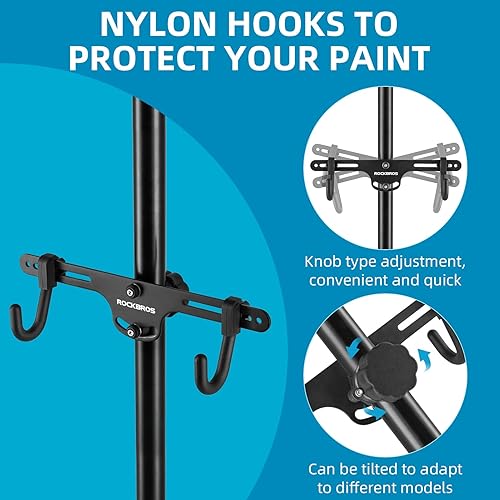 Miniatura 3 de ROCKBROS 2 soportes de almacenamiento de bicicletas para interiores, ajustable, para pared, vertical, para bicicleta, 68.11-110.2 pulgadas, para