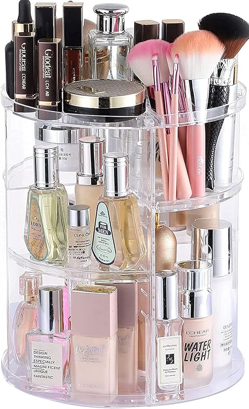 Clear Rotating Makeup Organizer for Vanity,Adjustable Skincare Organizer Countertop,Cosmetic Display Cases for Beauty,Skin Care,Spinning Makeup Stand,Make up Storage Organizer and Perfume organizer