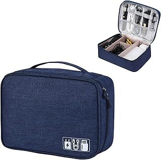 Organizador Cables Viaje, Bolsa organizadora cables, Bolsa organizadora de Accesorios electrónicos, Bolsa cables organizador, bolsa para cargadores, bolsa para cables y cargadores(Azul oscuro)