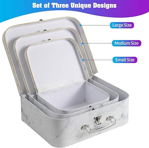 Miniatura 2 de Anndason Juego de 3 cajas de almacenamiento decorativas para maletas de cartón cajas de regalo con tapas para almacenamiento de fotos decoración del